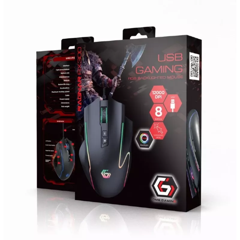 RAGNAR RX300 kaapelillinen RGB-laserhiiri 12000 DPI