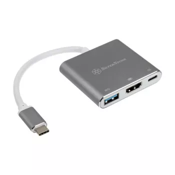 SilverStone SST-EP08C - USB 3.1 Type-C -adapteri HDMI/USB Type-C/USB Type-A - hopea