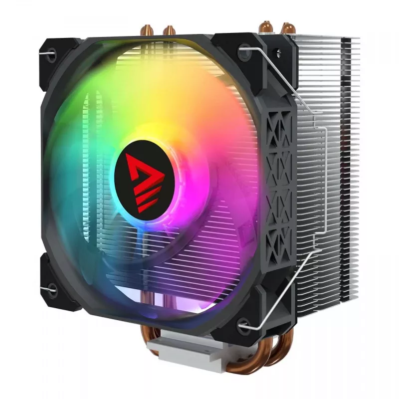 CPU-ilmajäähdytin SAVIO SAVGCOVORTEXX2ARGB 4 lämpöputkella, 120 mm ARGB-tuuletin, musta