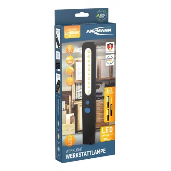 Tarkastusvalaisin ANSMANN WL390R LED, kylmä-/lämminvalkoinen, 385 lm, LiPo 1200 mAh, IP20, musta