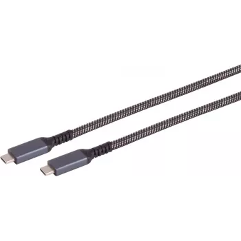 USB-kaapeli S/CONN 14-75007 USB 3.2 Gen 2 2 m USB-C musta valkoinen