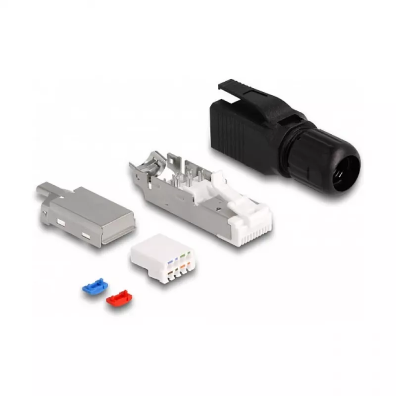 DeLOCK RJ45-liitin kenttäasennukseen Cat.6A musta suora liitin