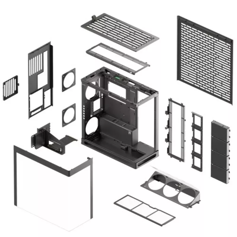 HAVN HS 420 VGPU PC-kotelo, Midi-Tower, E-ATX, karkaistu lasi, PCIe-5.0-riser-kaapeli - musta
