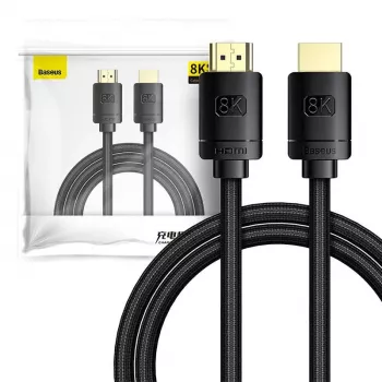 Baseus High Definition Series HDMI 2.1 -kaapeli, 8K 60Hz, 3D, HDR, 48Gbps, 2 m (musta)