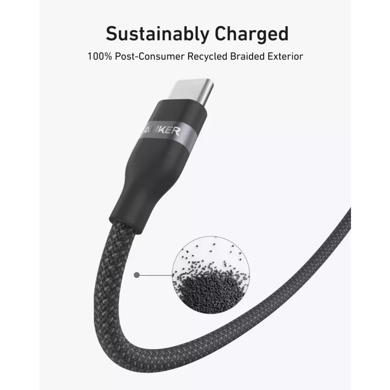 USB-C - USB-C -kaapeli Anker A82E2 — 0,9 m, USB C - USB C, musta