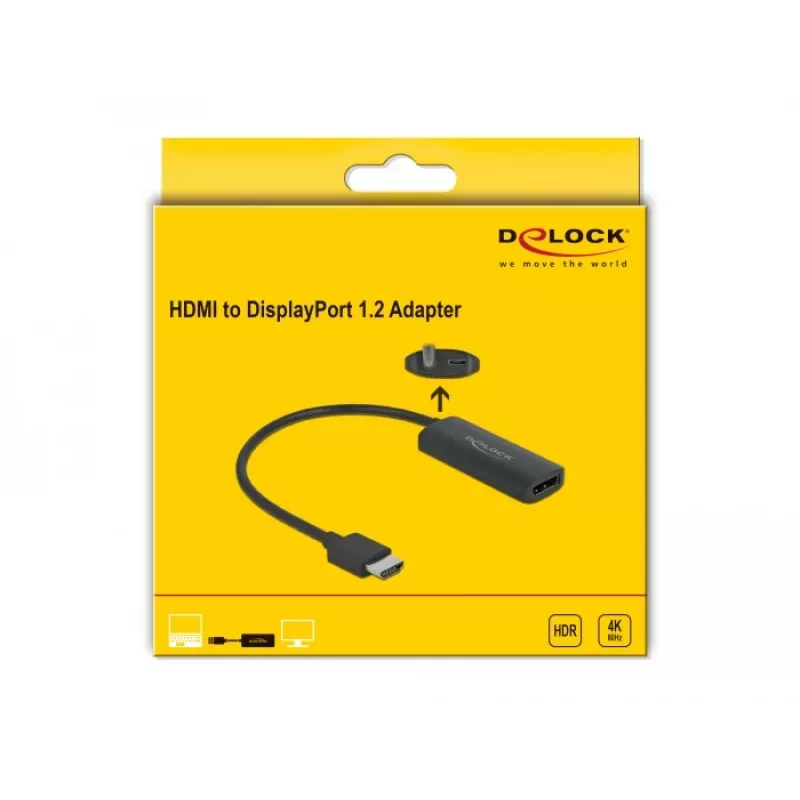 Adapteri HDMI-A uros DisplayPort naaras 4K 60 Hz DeLOCK 63206