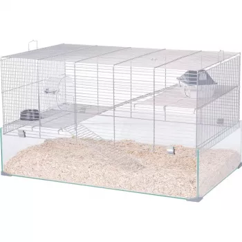 Häkki ZOLUX Neolife 80 (malli 205664GRI) hiirille ja rotille — 780×450×480 mm, muovi, tankojen väli 9 mm, sisältää kupin, harmaa