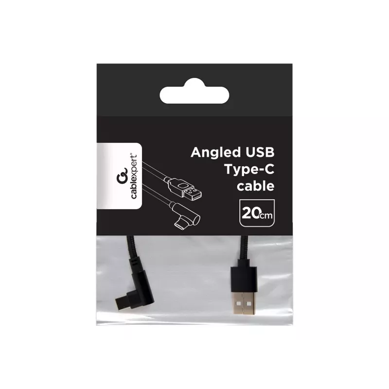Kaapeli USB 2.0 – USB-C kulmamalli / CC-USB2-AMCML-0,2M GEMBIRD