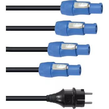 Verkkokaapeli EUROLITE P-Con 1-4 3x2,5mm² — virtalähteen jakokaapeli useiden laitteiden virransyöttöön