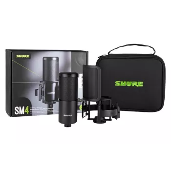 Shure SM4-K-KIT - kondensaattorimikrofoni, ulkoisesti polarisoitu, kahva, pop-suoja, laukku