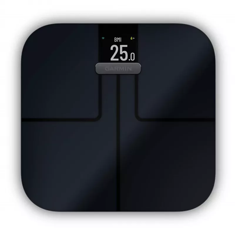 Elektroninen henkilövaaka GARMIN Index S2 — musta, max. 181,4 kg, Wi‑Fi/Bluetooth, kehonkoostumus
