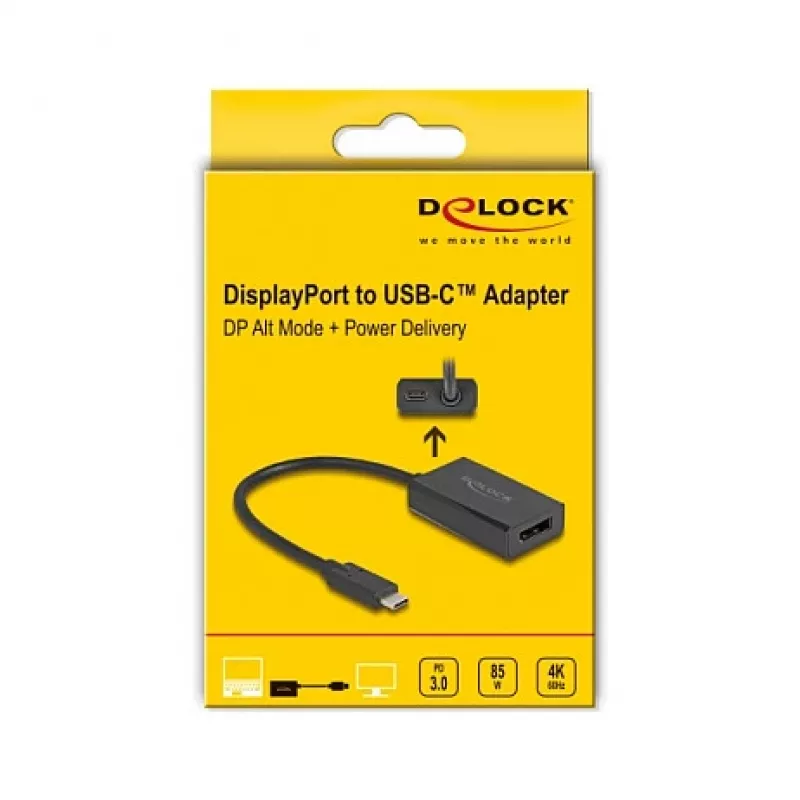 Adapteri DisplayPort naaras - USB Type-C uros DeLOCK 4K PD 85W