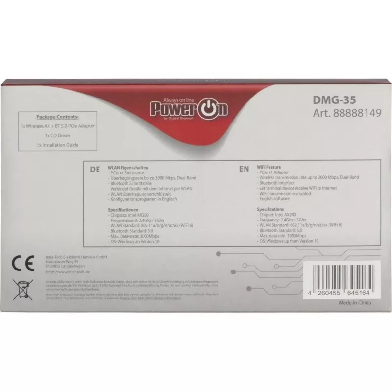 Inter-Tech DMG-35 WLAN / Bluetooth 3000 Mbit/s sisäinen (88888149)