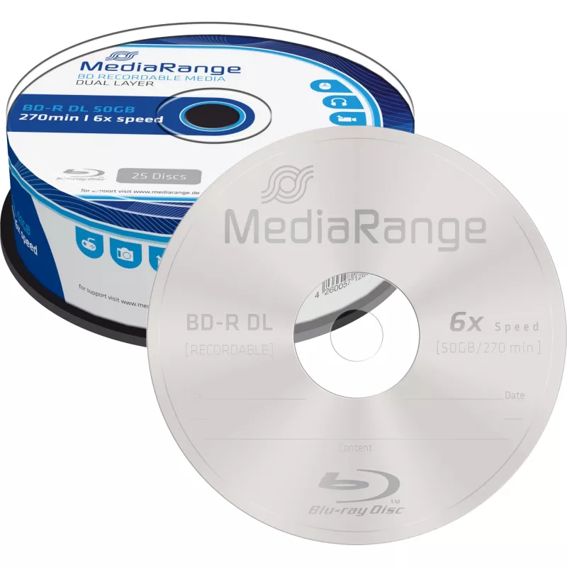 BD-R DL MediaRange MR508 50 GB 25 kpl