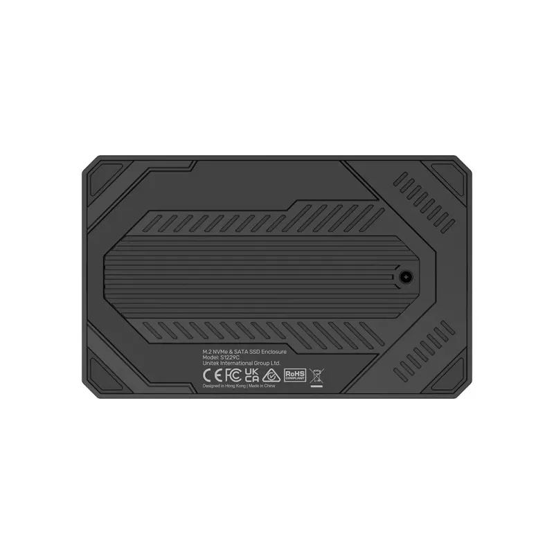 Ulkoinen tallennuskotelo Unitek S1229CBK01 M.2 NVMe- ja SATA-SSD-asemille, musta