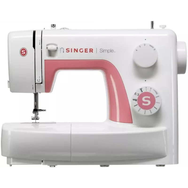 Singer Simple 3210 automaattinen ompelukone, sähkömekaaninen, 10 ommelta, 4-vaiheinen napinläpi, vapaavarsi, 85 W, valkoinen/pinkki