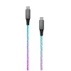 USB-C - USB-C -latauskaapeli FIXED FIXDLED-CC-RA PD-tuella ja kiinteällä pituudella, sisäänrakennettu sateenkaari-LED