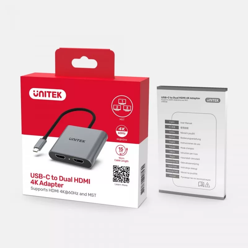 UNITEK SOVITIN USB-C, 2x HDMI, 4K@60HZ, MST, V1404B (V1404B)