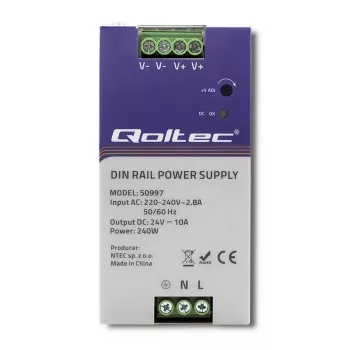 DIN-kiskovirtalähde QOLTEC 50997 240W 24V 10A