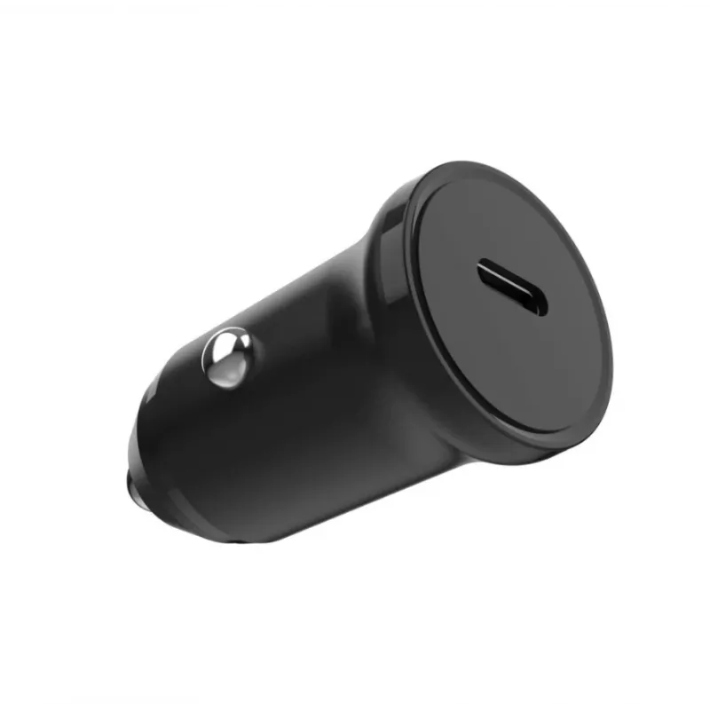 Auto USB-C -laturi FIXED FIXCC30N-C-BK 30W, kiinteä kaapeli, yhden portin pikalataus 12V ajoneuvopistorasiaan