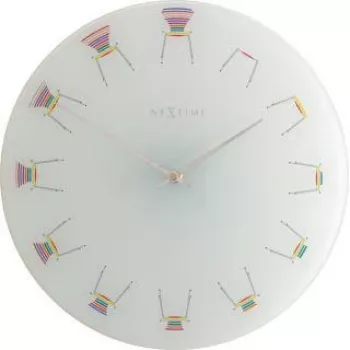 NeXtime kello 8809 Chair, Ø30 cm, seinäkello, valkoinen/monivärinen