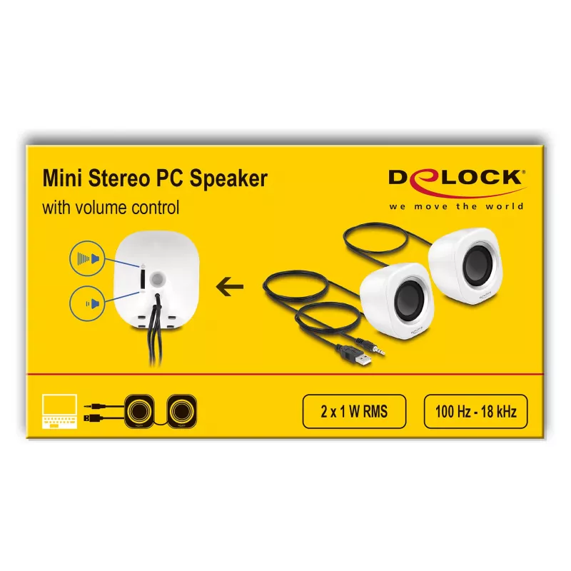 Kaiutin DELOCK mini stereo 27008, 2W