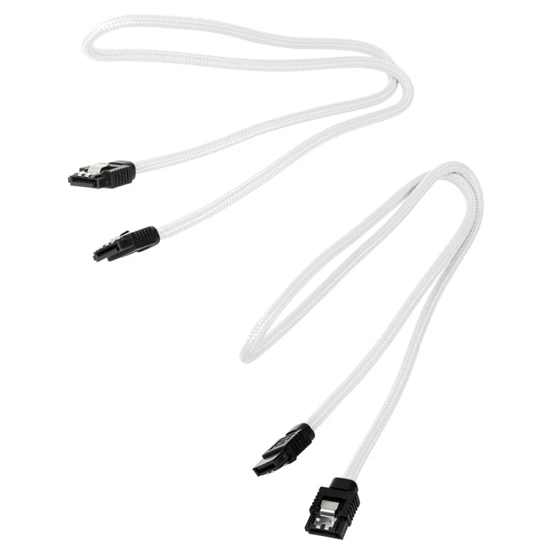 Corsair CC-8900253 Premium Sleeved SATA-kaapeli, 60 cm, 2 kpl, valkoinen