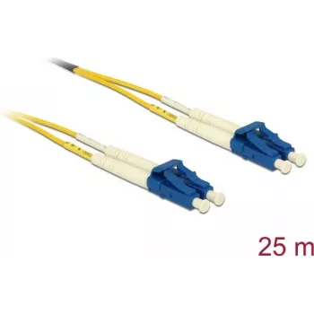 Kuitukaapeli DELOCK 80158 OS2 25 m, 2x LC - 2x LC, 9 µm, täysduplex, keltainen/sininen