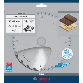 Bosch 2608837702 PRO Wood Cordless pyörösahanterä, Ø 184 mm, 24 hammasta, 20 mm reikä