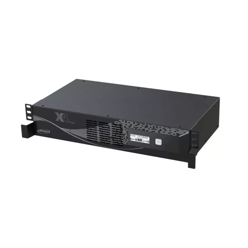 Rack-asennettava UPS Infosec X4 2000 RM Plus 2 kVA / 1200 W, 10 pistorasiaa tyyppi F, LCD, Line-Interactive
