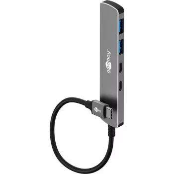 Goobay ohut 4-porttinen USB-keskitin USB-C – /USB-A 5 Gbit/s - -pistoke USB 3.2> (79159)