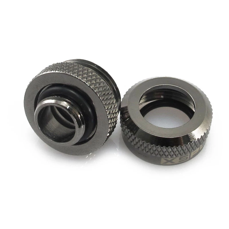 XSPC liitin G1/4 - 14 mm hardtube, musta kromi - 8 kpl