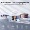Unitek latausasema 10x USB 2.4A 60W valkoinen