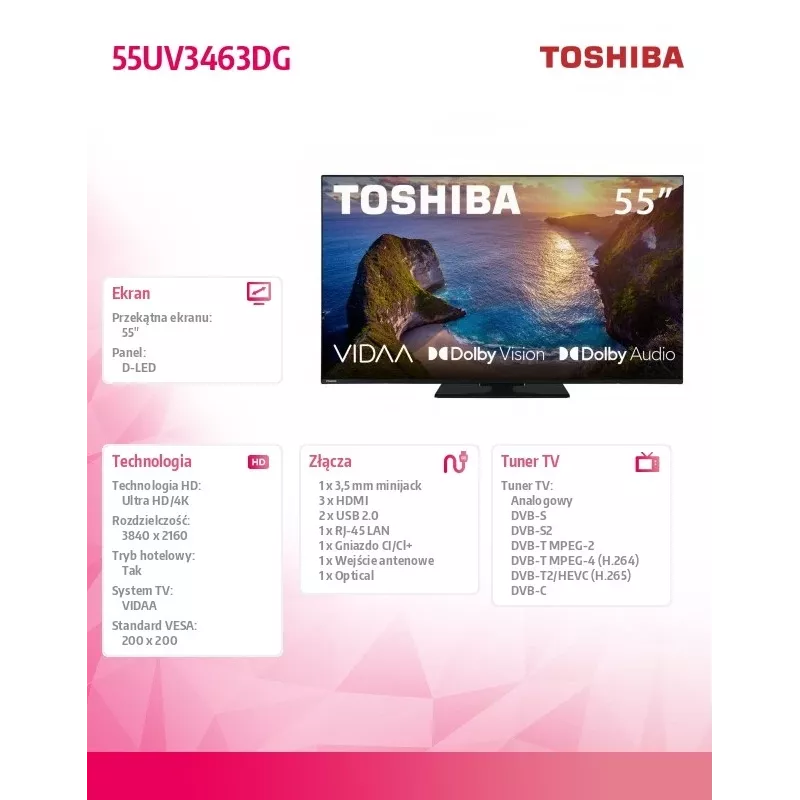 TV Toshiba 50UV3463DG 55