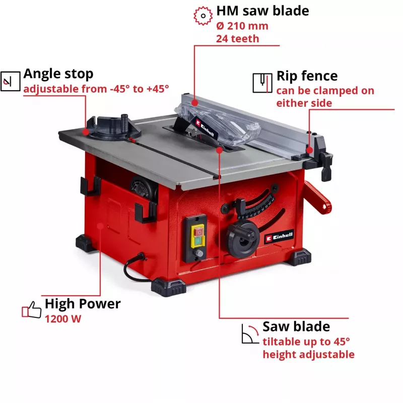 Pöytäsaha EINHELL TC-TS 8 210 mm:n terällä, 230 V