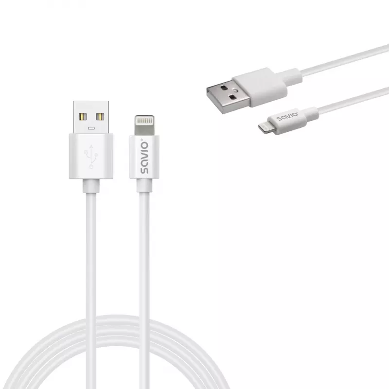 Savio Cl-193 USB-kaapeli USB 2.0 2 m USB A USB C/Lightning valkoinen