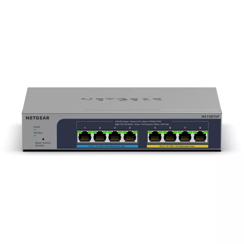 NETGEAR MS108TUP hallitsematon L2 2.5G Ethernet (100/1000/2500) Power over Ethernet (PoE) harmaa