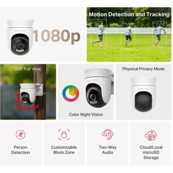 Mercusys MC500 ulkokäyttöön tarkoitettu Pan/Tilt Wi-Fi -valvontakamera