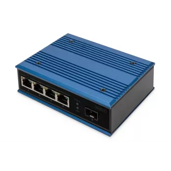 Digitus 4-porttinen Fast Ethernet verkkokytkin, teollinen, hallitsematon, 1 SFP FE uplink