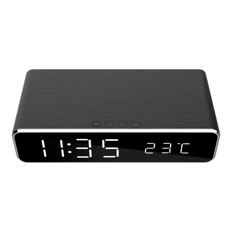 Digitaalinen herätyskello GEMBIRD DAC-WPC-01 LCD-näytöllä, musta alumiinikotelo, verkkovirralla toimiva