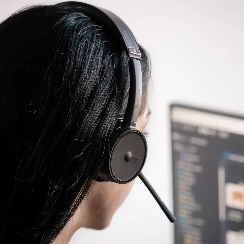 Tellur Voice Pro Wireless -kuulokemikrofoni puhelinkeskuskäyttöön musta TLL411007
