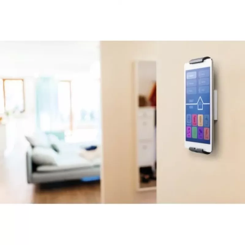 DURABLE TABLET HOLDER WALL - seinäteline tabletille - alumiini, ABS-muovi - hopea (7-13) (893323)