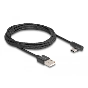 DeLOCK USB 2.0 -kaapeli Type-A-uros USB Type-C-urokseen kulmaliitin 2 m musta