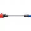 go-e CH-04-31 sovitin Gemini flex 11 kW:lle, CEE punainen 16 A kolmivaihe CEE siniseen 16 A, IP55, 0,3 m, musta