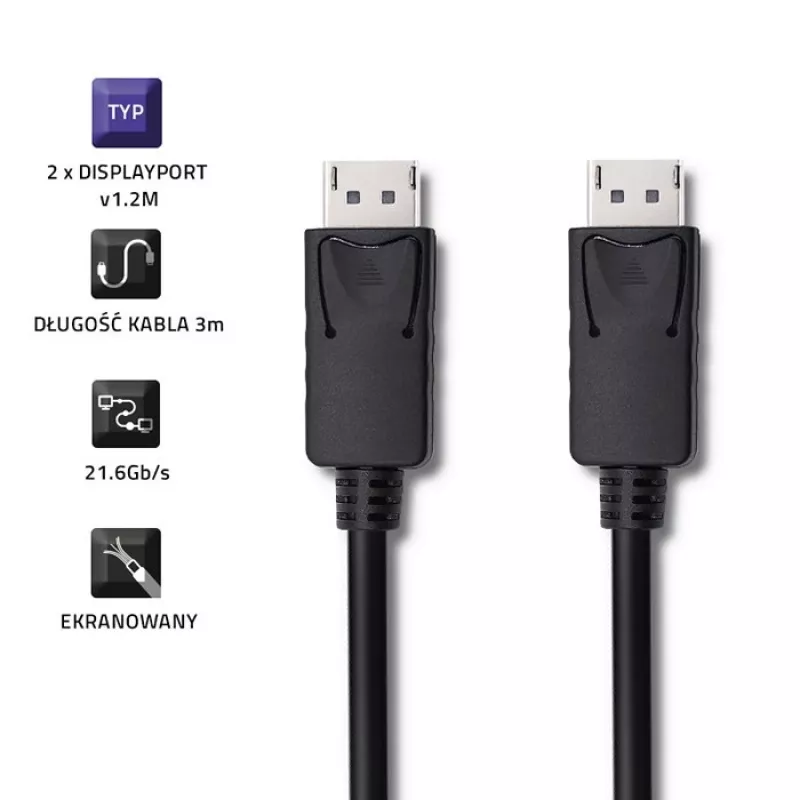 DisplayPort-kaapeli Qoltec 50374 3 m musta