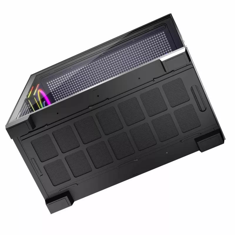 PC-kotelo MODECOM Volcano Stellar 5F ATX Midi Tower, karkaistu lasi, 5 esiasennettua tuuletinta, USB‑C, tukee microATX/ATX, max. GPU 420 mm, CPU-jäähdyttimen korkeus 175 mm