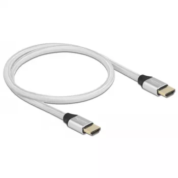 Delock - Ultra High Speed - HDMI-kaapeli - HDMI uros - HDMI uros - 50 cm - kolmoiseristys - hopea - kullatut liittimet, tukee 8
