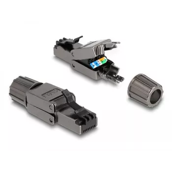Verkkokaapeli DeLOCK RJ45-uros Cat.8.1 STP työkaluton musta