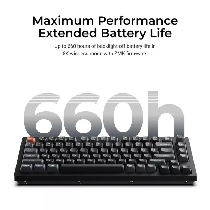 Mekaaninen 75 %:n näppäimistö Keychron V1 Ultra 8K — QWERTY, Bluetooth & kaapeli, RGB, musta