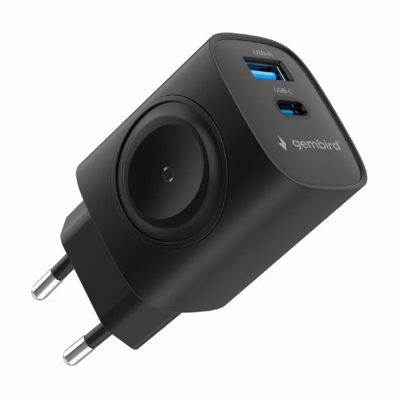 USB-A USB-C -laturi 20W PowerDelivery Quick Charge 3.0, musta